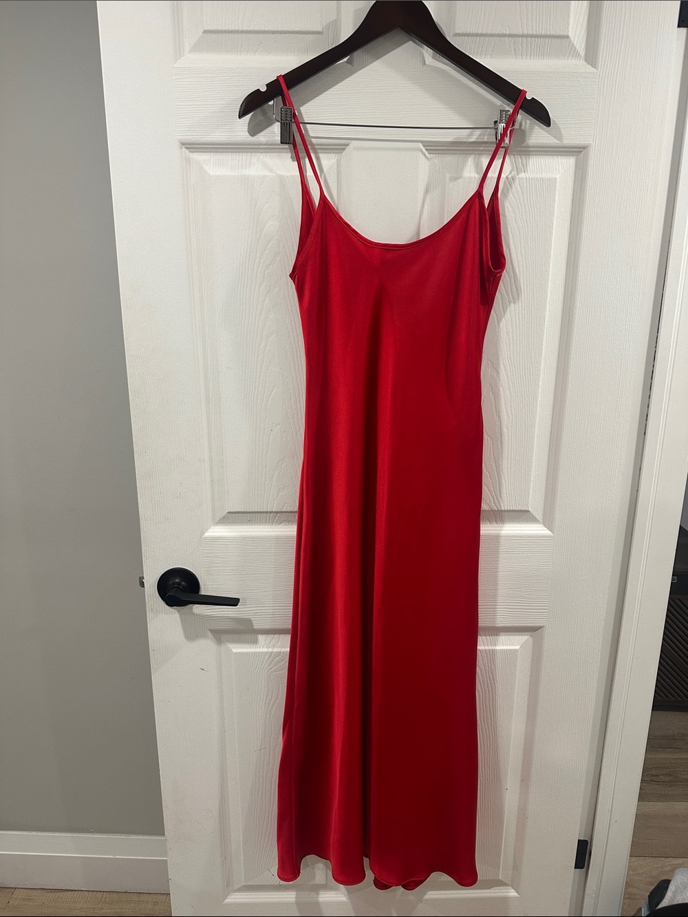 Zara Bright Red Maxi Slip Dress with Low Back